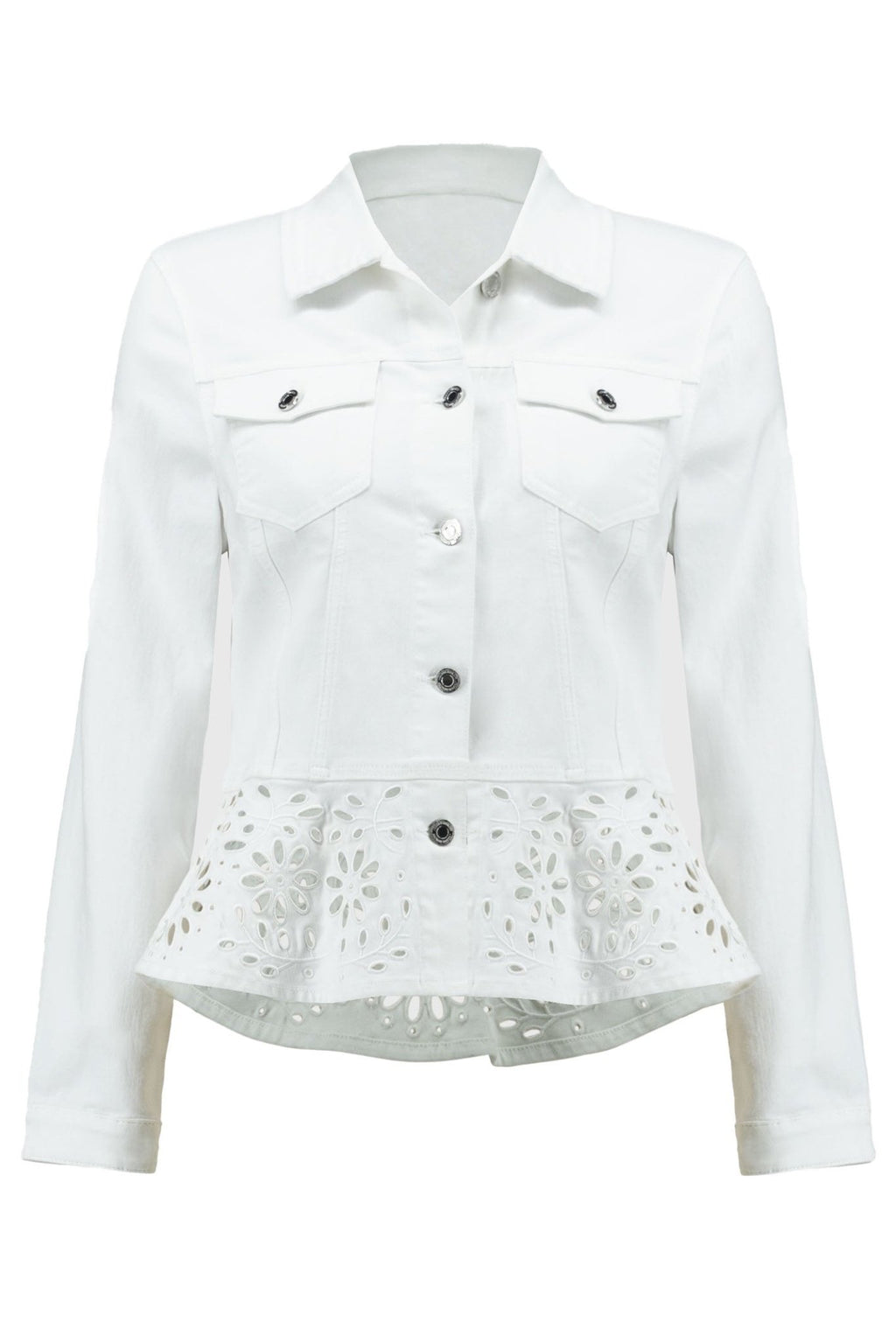 Joseph Ribkoff 251964 White Denim Broderie Anglaise Jacket - Dotique