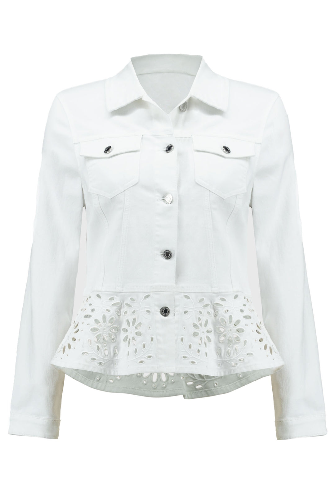 Joseph Ribkoff 251964 White Denim Broderie Anglaise Jacket - Dotique