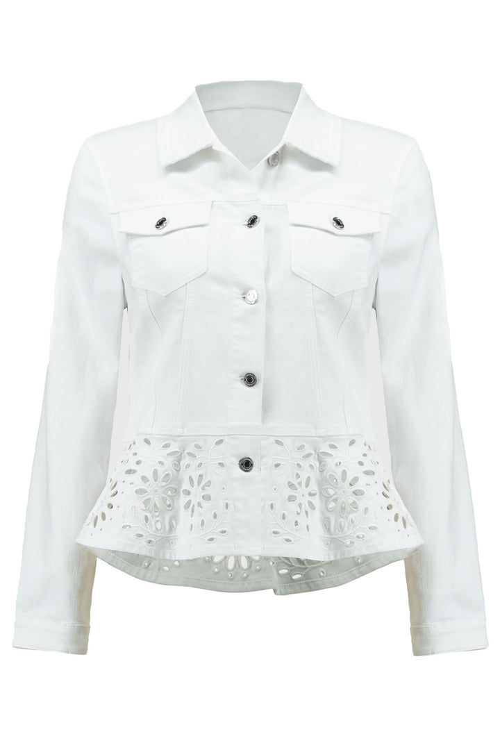 Joseph Ribkoff 251964 White Denim Broderie Anglaise Jacket - Dotique