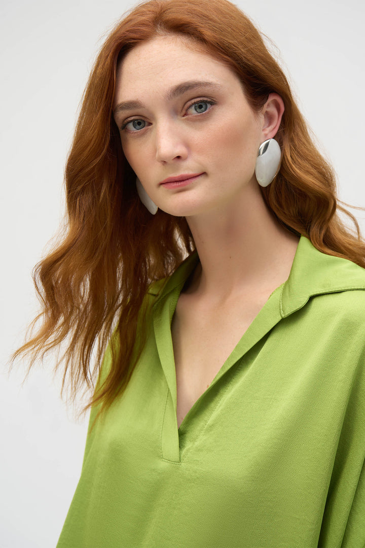 Joseph Ribkoff 252059 Greenery Hammered Satin Boxy Top - Dotique