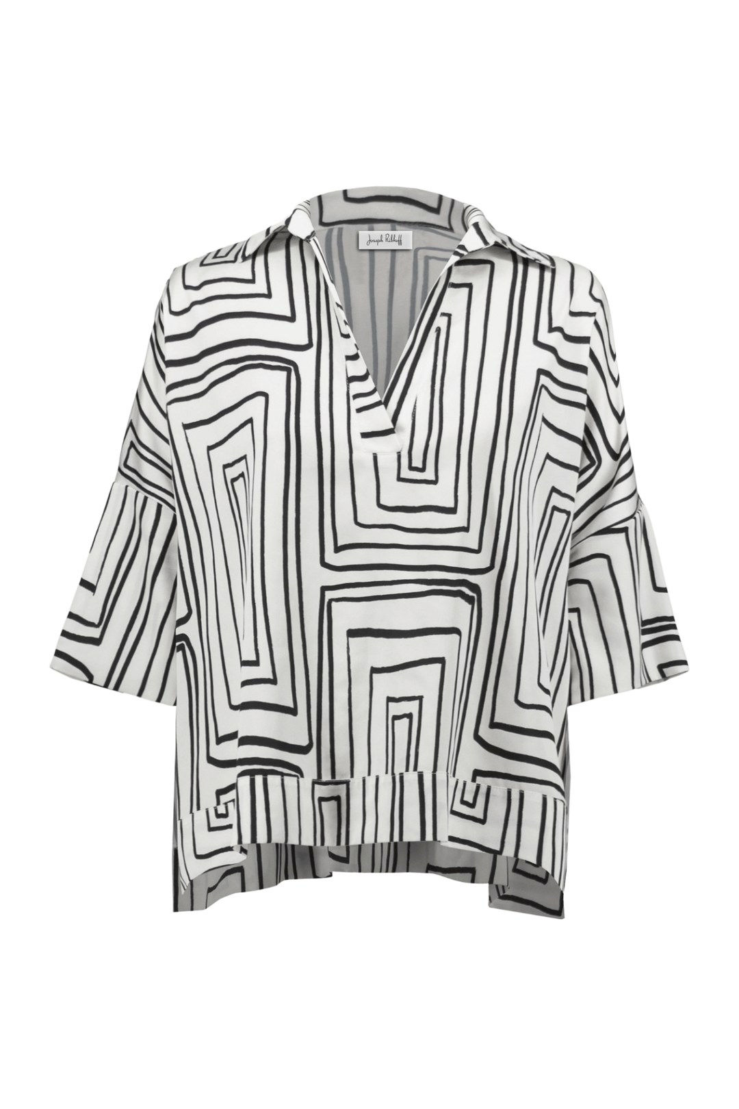 joseph-ribkoff-252060-cream-black-satin-geometric-print-boxy-top-dotique-1