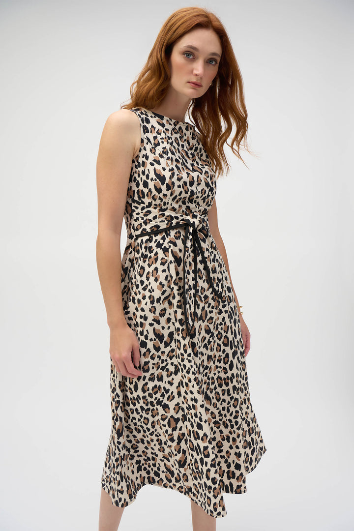 Joseph Ribkoff 252095 Poplin Animal Print Fit and Flare Dress - Dotique