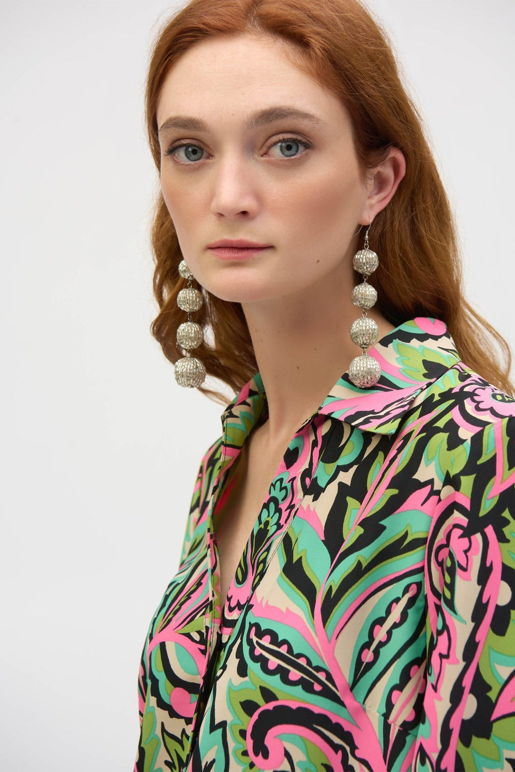 Joseph Ribkoff 252141 Woven Paisley Print Boxy Top - Dotique