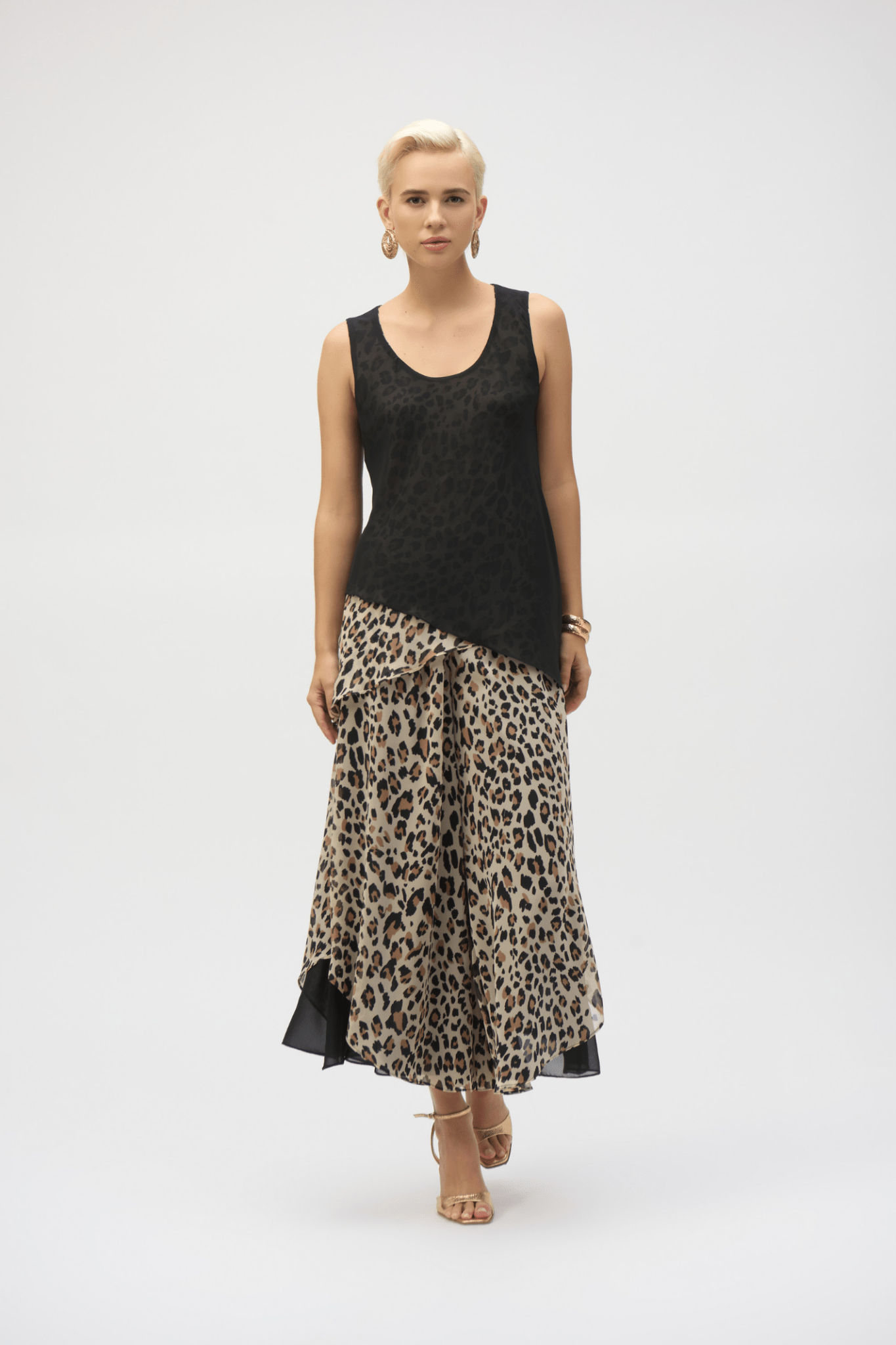 Joseph Ribkoff 252155 Chiffon Animal Print Reversible A - Line Tunic - Dotique - Joseph Ribkoff