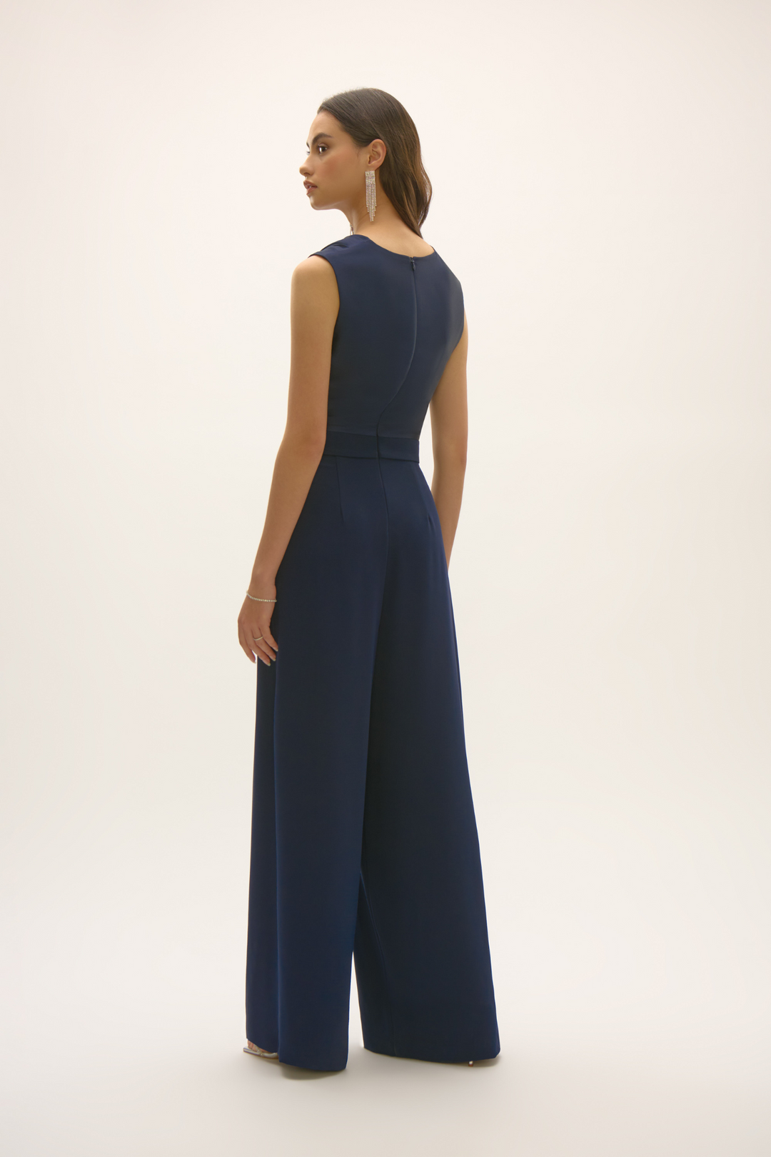 Joseph Ribkoff 252703 Midnight Signature | Satin and Crepe Wide Leg Jumpsuit