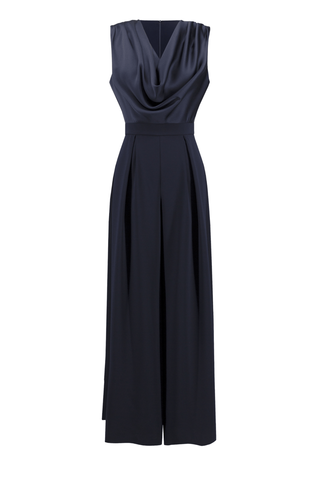 Joseph Ribkoff 252703 Midnight Signature | Satin and Crepe Wide Leg Jumpsuit - Dotique - Joseph Ribkoff