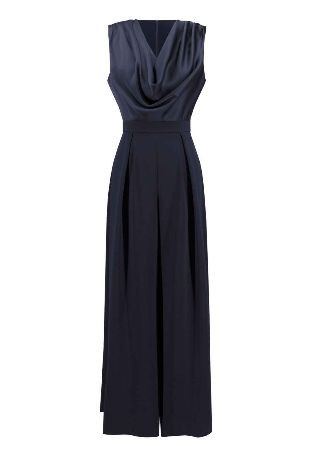 Joseph Ribkoff 252703 Midnight Signature | Satin and Crepe Wide Leg Jumpsuit - Dotique - Joseph Ribkoff