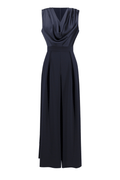 Joseph Ribkoff 252703 Midnight Signature | Satin and Crepe Wide Leg Jumpsuit - Dotique - Joseph Ribkoff