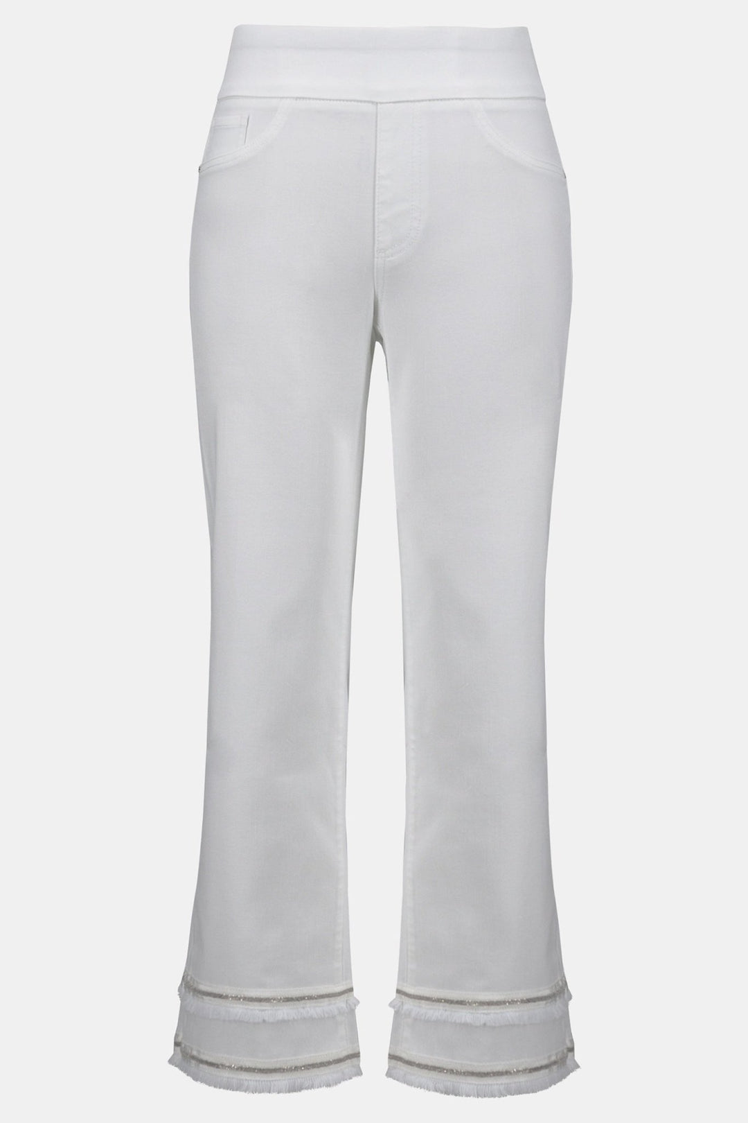 Joseph Ribkoff 252913 Stretch Straight Crop Pull - On Jeans with Beading - Dotique - Joseph Ribkoff