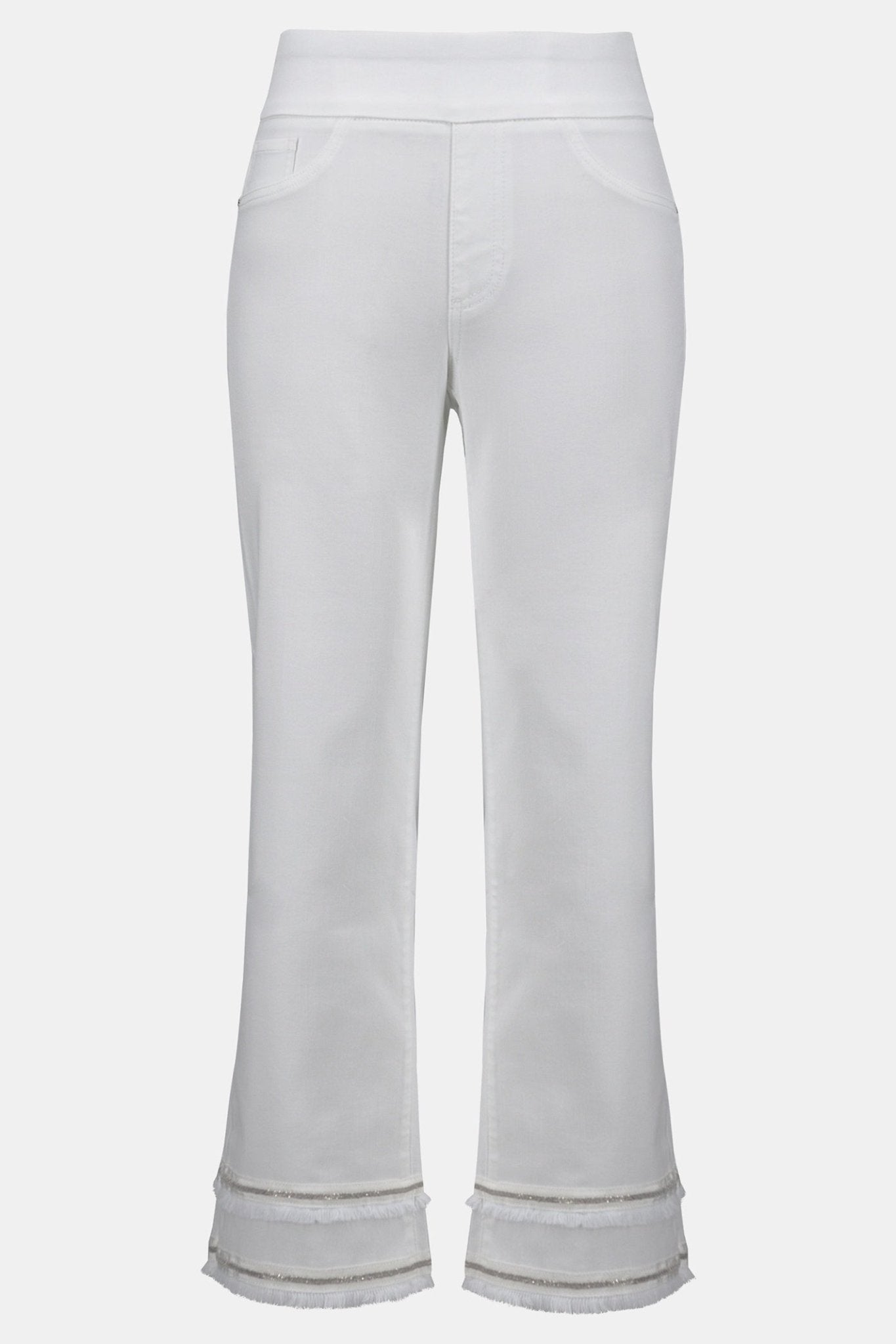 Joseph Ribkoff 252913 Stretch Straight Crop Pull - On Jeans with Beading - Dotique - Joseph Ribkoff
