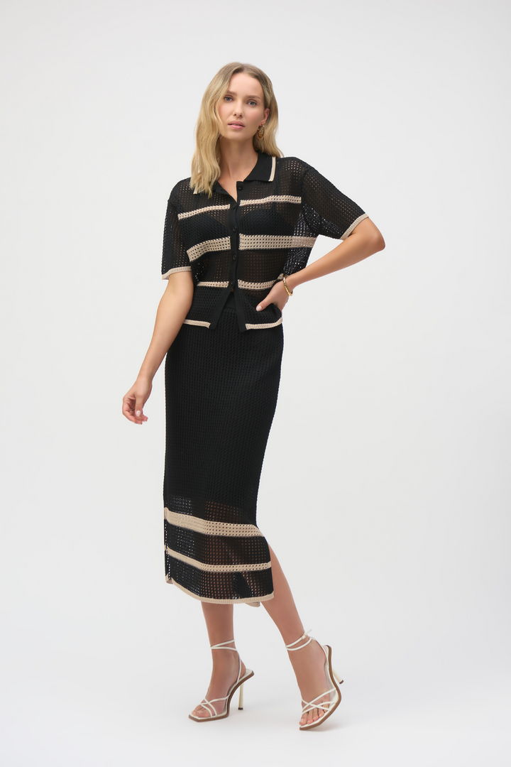 joseph-ribkoff-252923-black-parchment-knit-open-stitch-stripe-skirt-dotique-6