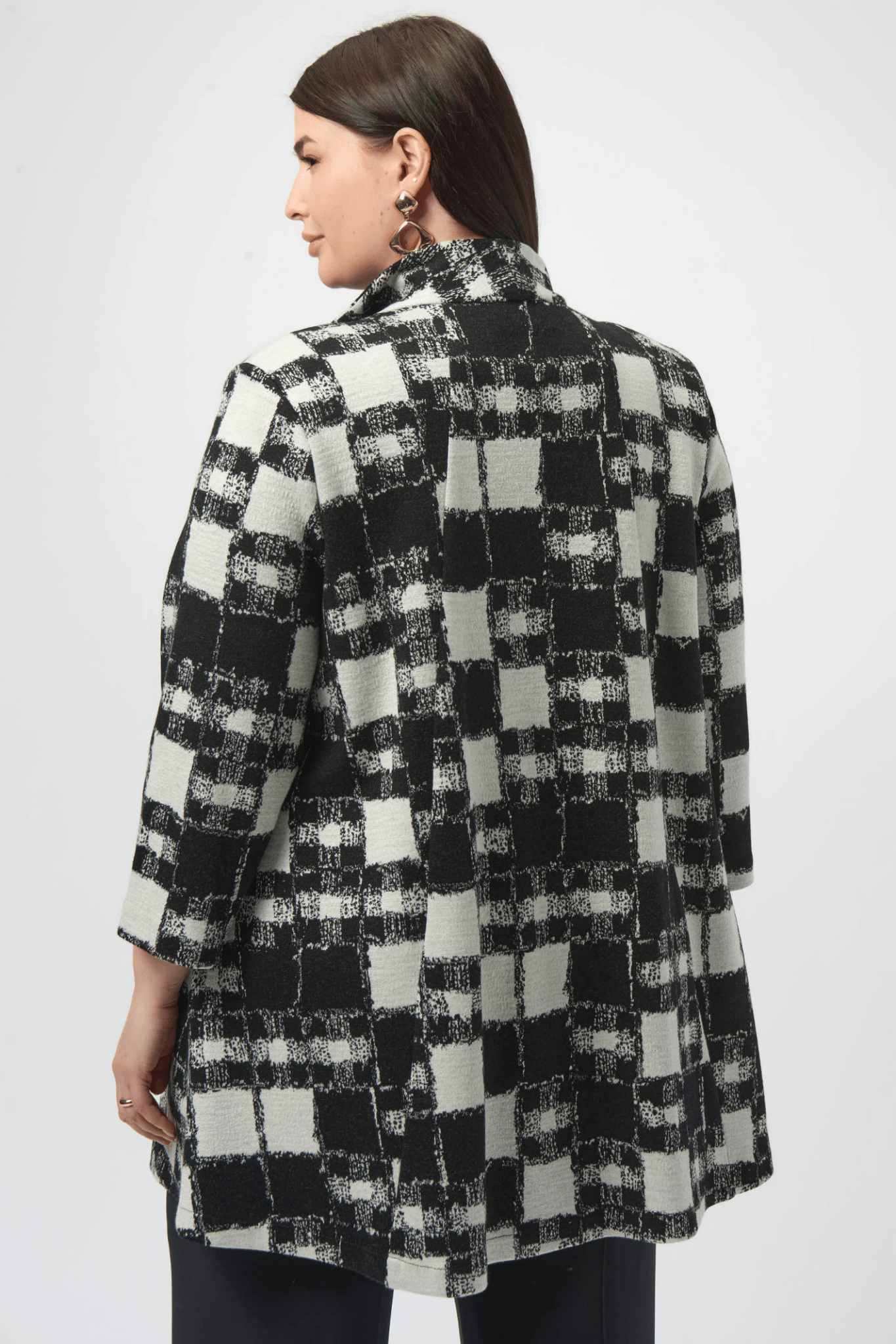 Joseph Ribkoff plaid jacquard A-line jacket with shawl collar – Dotique