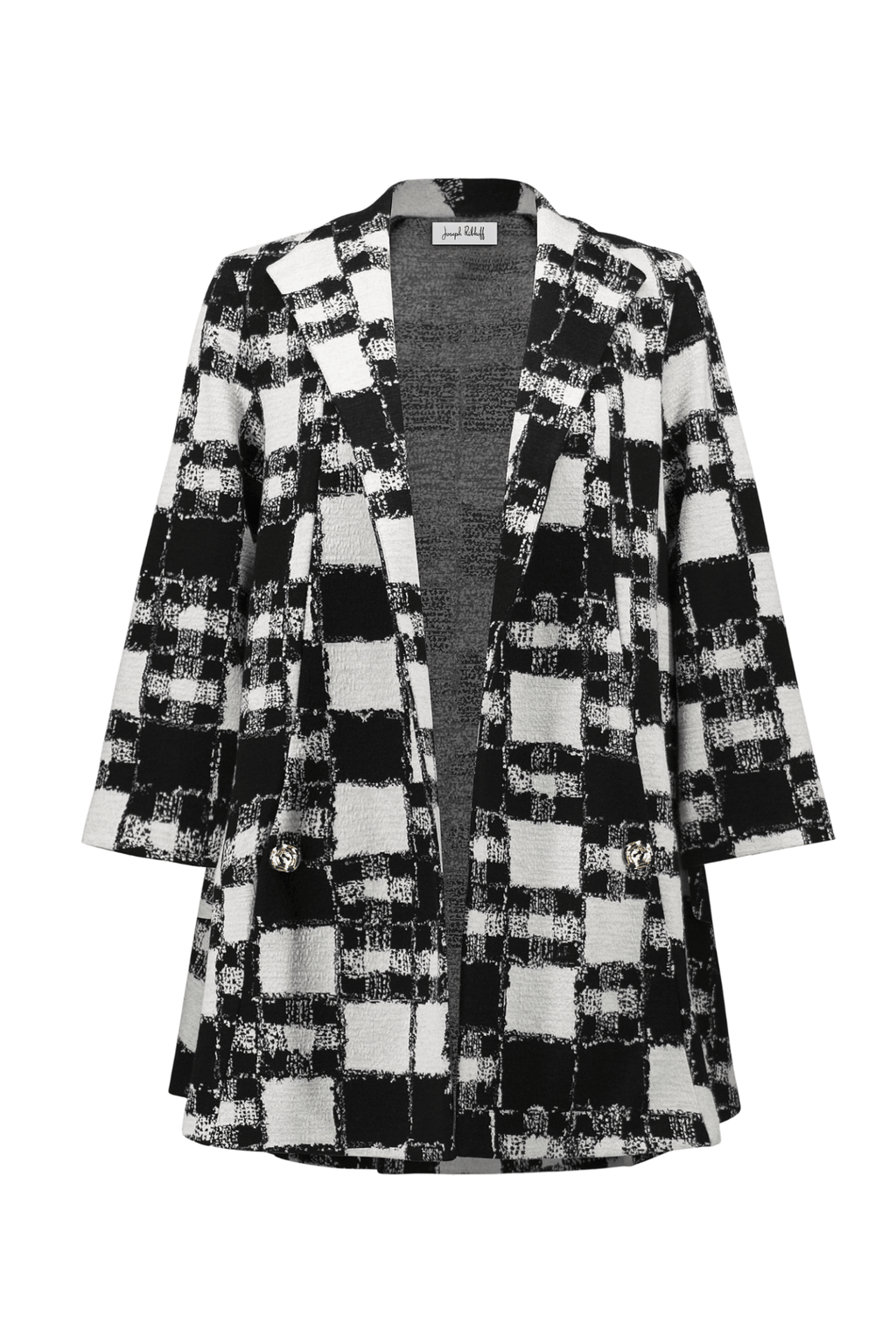 Joseph Ribkoff plaid jacquard A-line jacket with shawl collar – Dotique