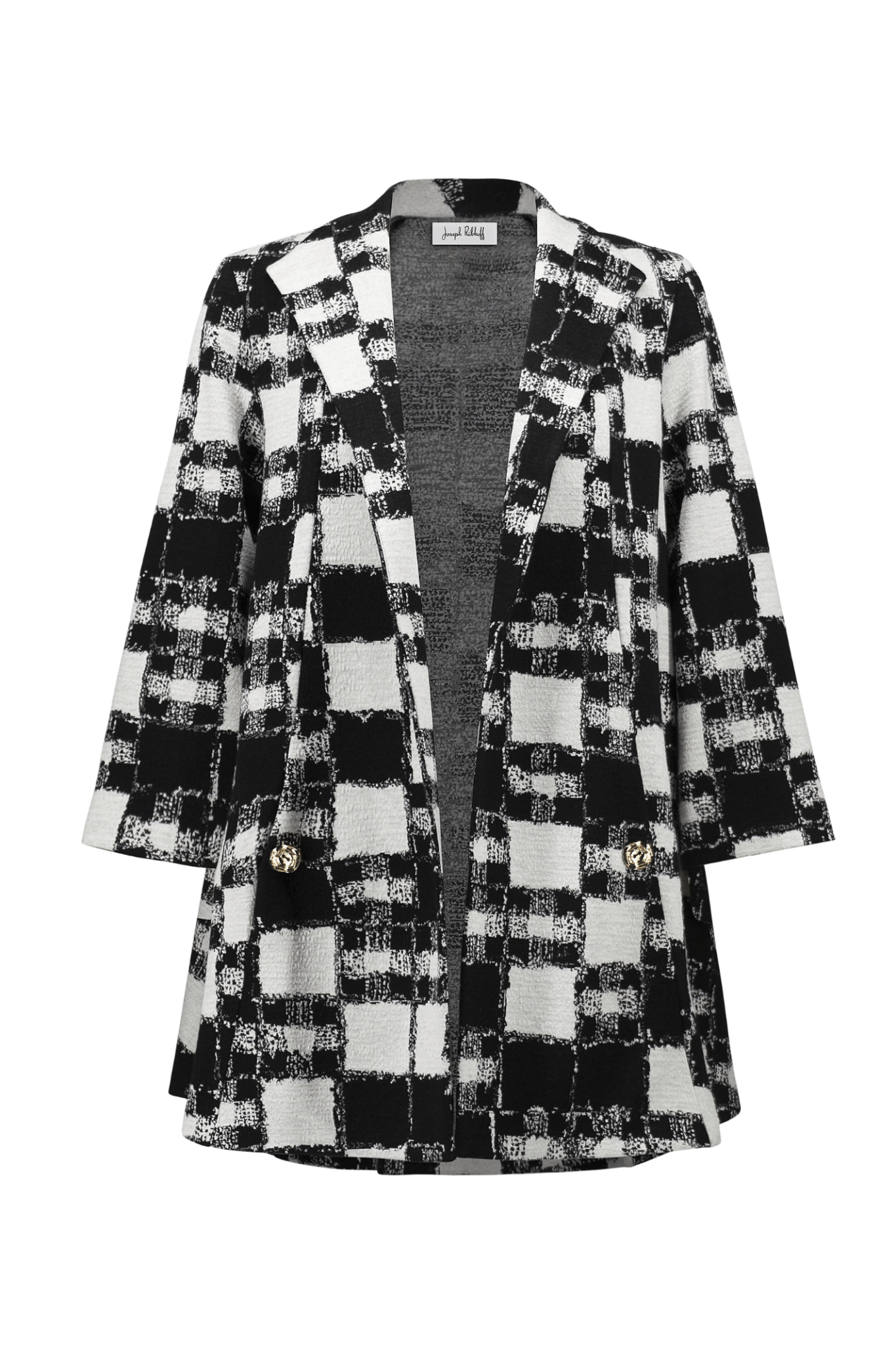 Joseph Ribkoff plaid jacquard A-line jacket with shawl collar – Dotique