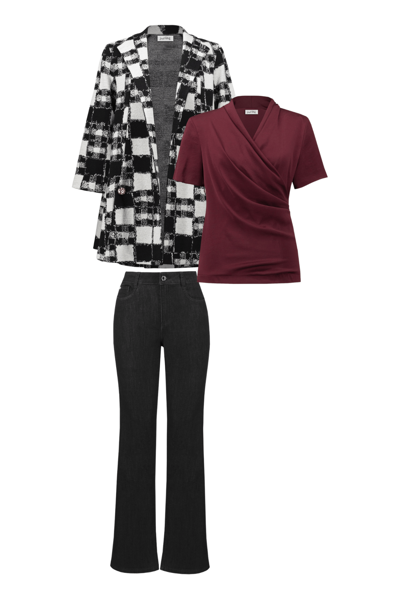 Joseph Ribkoff plaid jacquard A-line jacket with shawl collar – Dotique