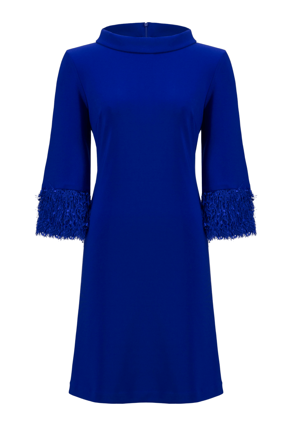 Joseph Ribkoff royal sapphire cowl neck dress with fringe sleeves – Dotique