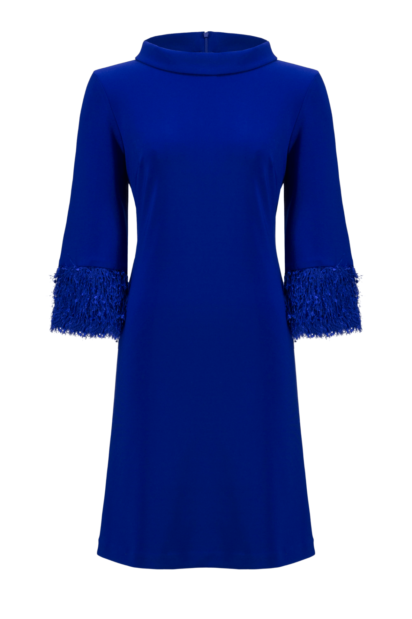 Joseph Ribkoff royal sapphire cowl neck dress with fringe sleeves – Dotique