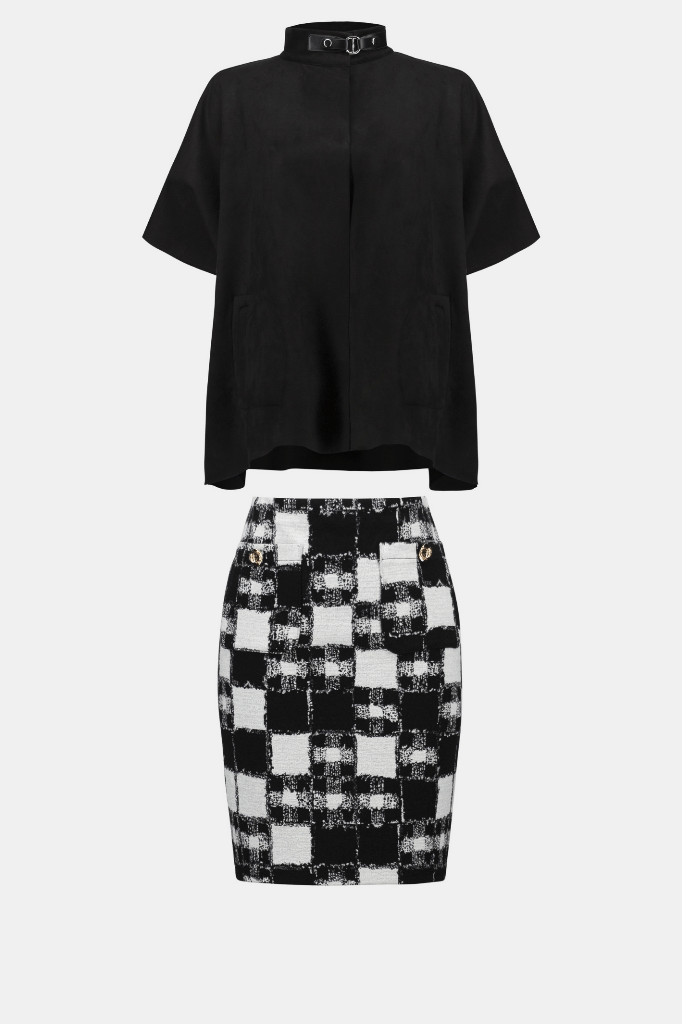 Joseph Ribkoff plaid jacquard pull-on skirt with buttoned pockets – Dotique