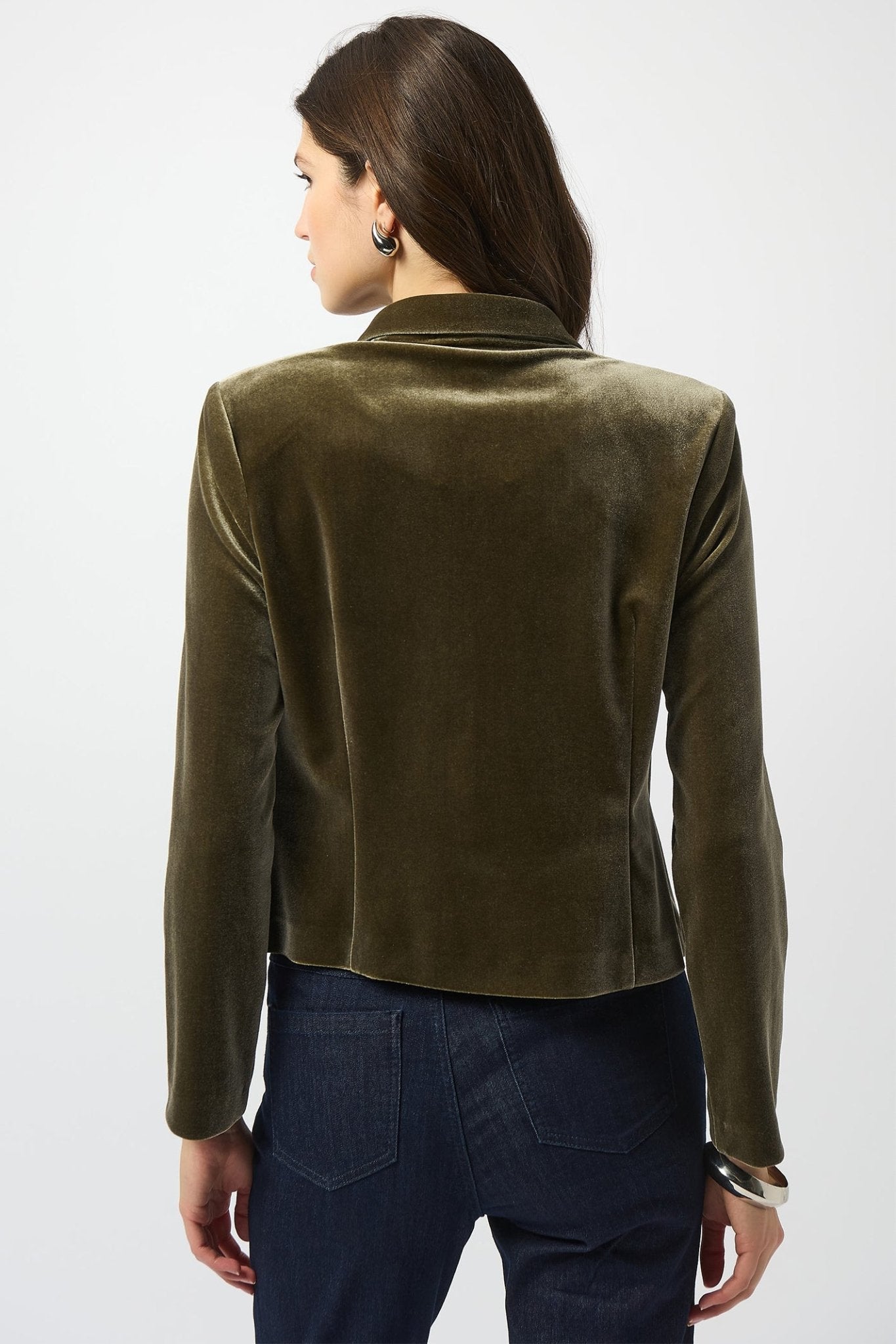 Joseph Ribkoff 253193 Khaki Green Velvet Blazer Jacket - Dotique - Joseph Ribkoff