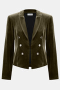 Joseph Ribkoff 253193 Khaki Green Velvet Blazer Jacket - Dotique - Joseph Ribkoff