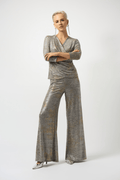 Joseph Ribkoff foiled melange knit wide-leg trousers with contour waistband and front pockets