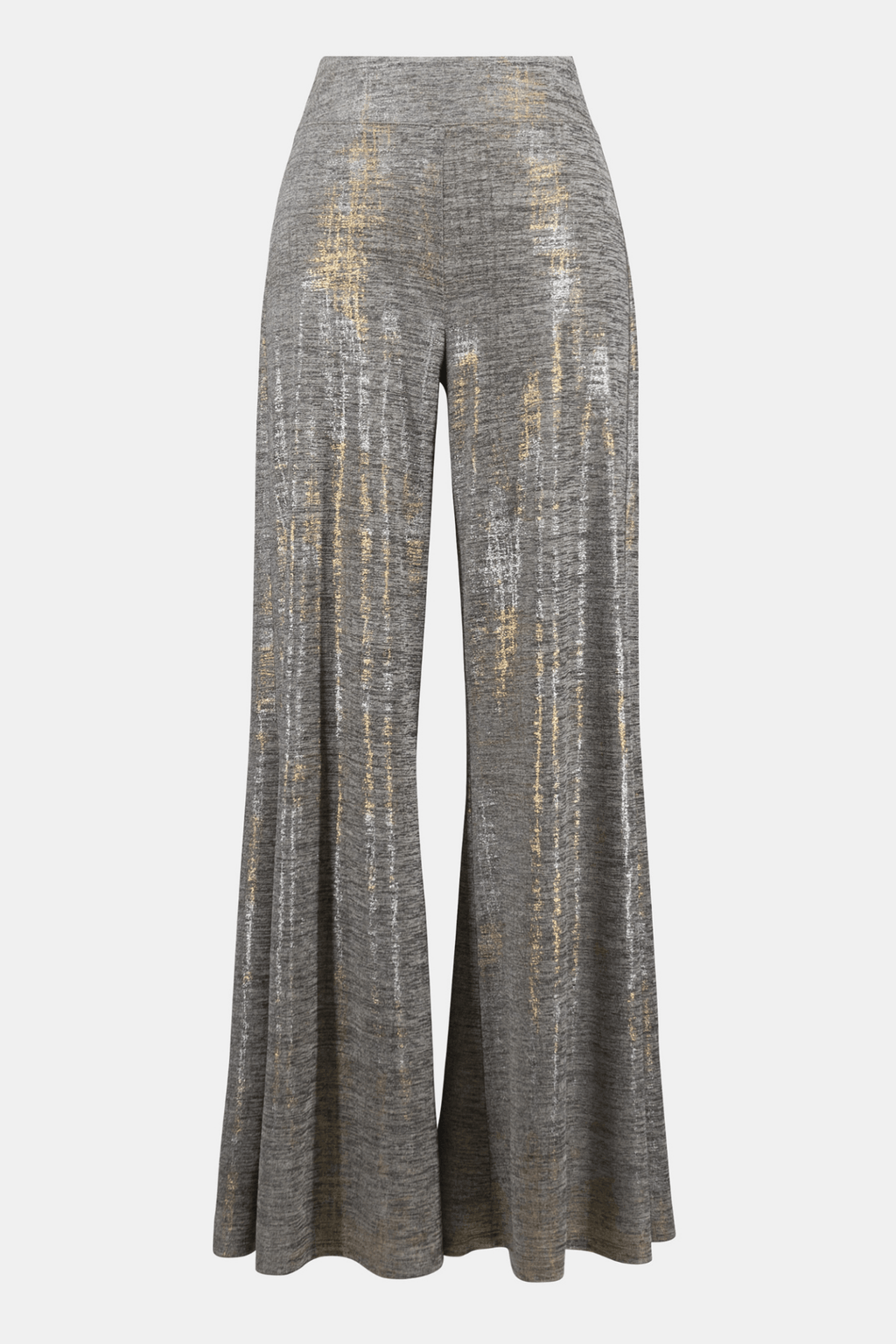Joseph Ribkoff foiled melange knit wide-leg trousers with contour waistband and front pockets

