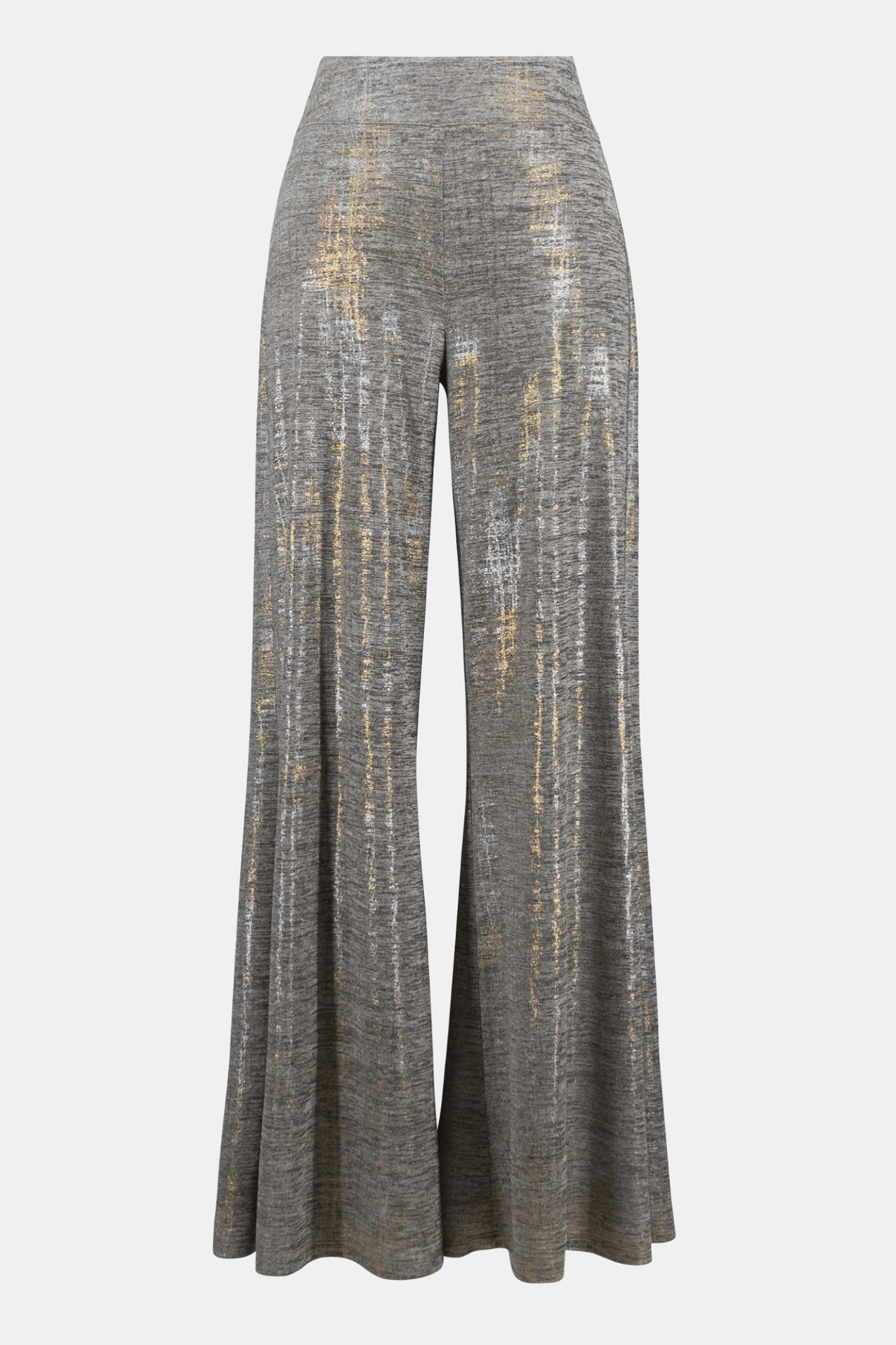 Joseph Ribkoff foiled melange knit wide-leg trousers with contour waistband and front pockets

