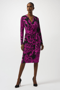 Joseph Ribkoff silky knit paisley wrap dress with long sleeves – Dotique