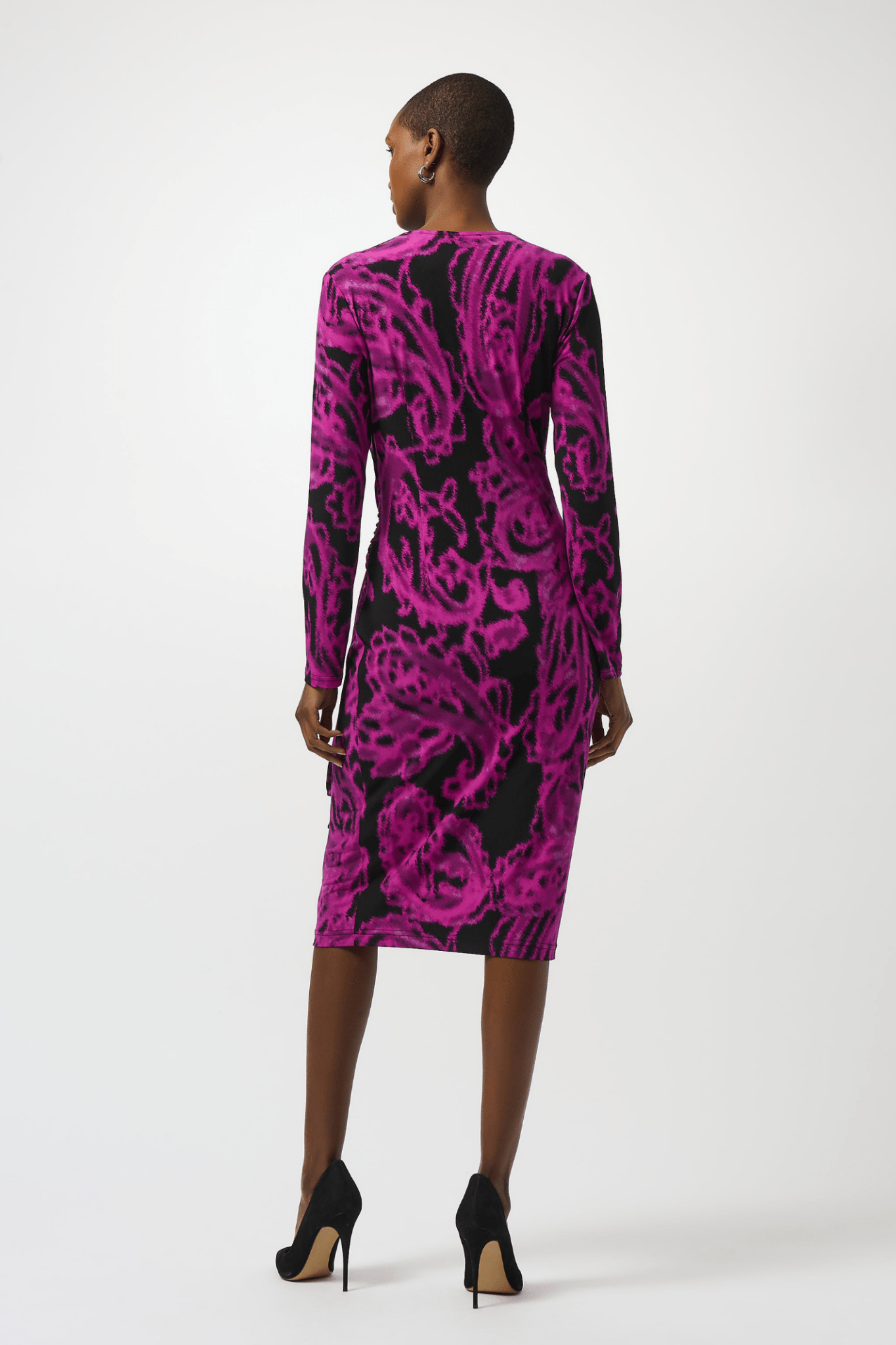 Joseph Ribkoff silky knit paisley wrap dress with long sleeves – Dotique