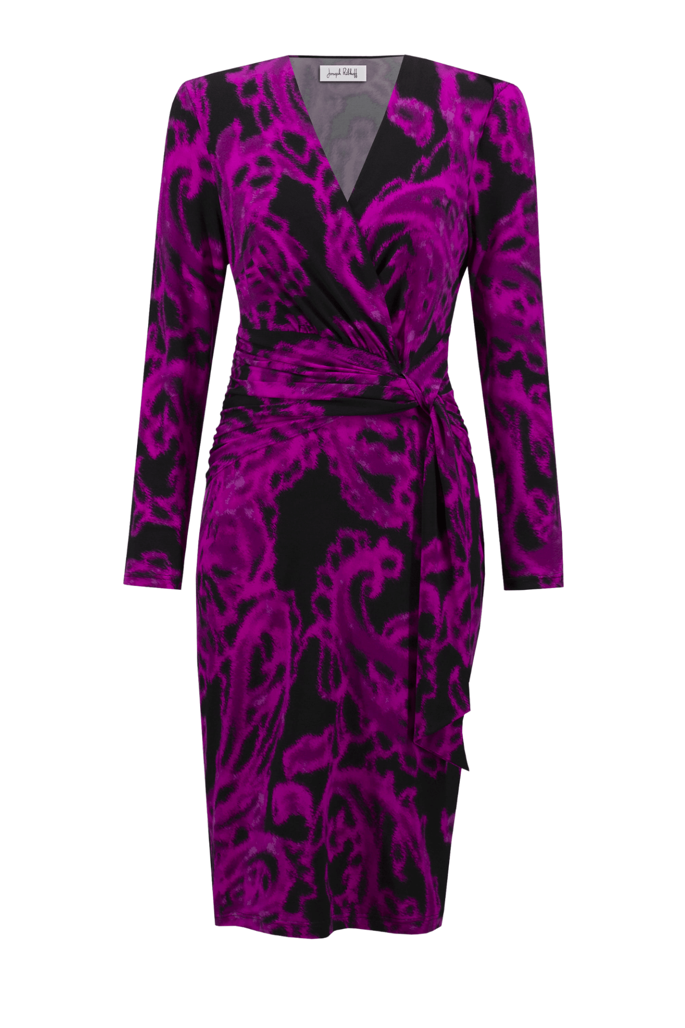 Joseph Ribkoff silky knit paisley wrap dress with long sleeves – Dotique