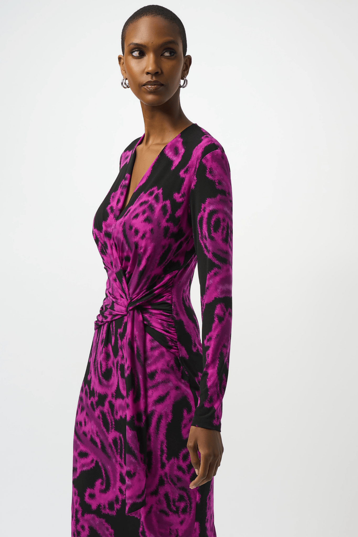 Joseph Ribkoff silky knit paisley wrap dress with long sleeves – Dotique