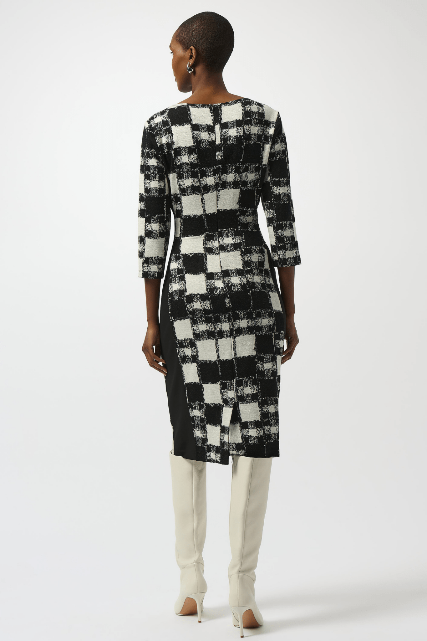 Joseph Ribkoff plaid sweater knit sheath dress with waist sash – Dotique