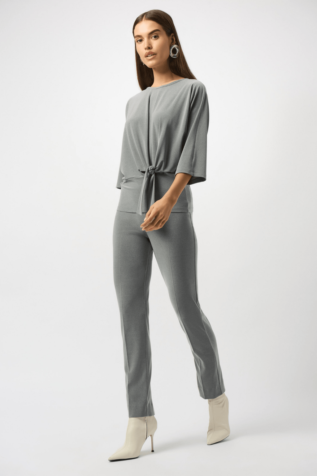 Joseph Ribkoff grey melange silky knit straight-leg pull-on trousers – Dotique