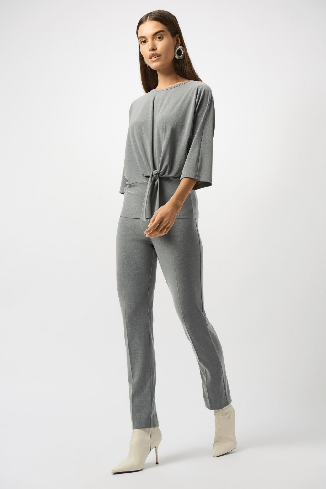 Joseph Ribkoff grey melange silky knit straight-leg pull-on trousers – Dotique