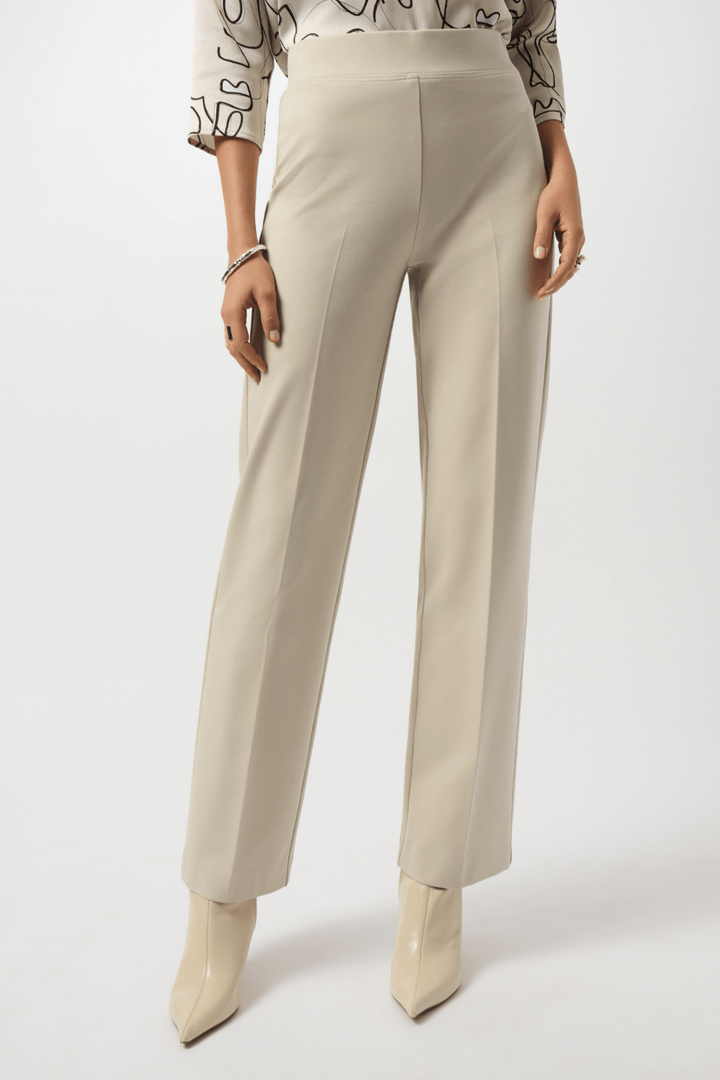 Joseph Ribkoff moonstone heavy knit wide-leg trousers with pull-on waistband and tailored look