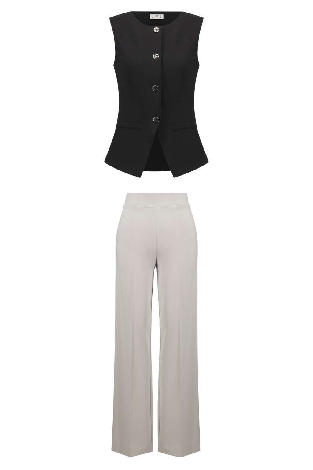 Joseph Ribkoff moonstone heavy knit wide-leg trousers with pull-on waistband and tailored look