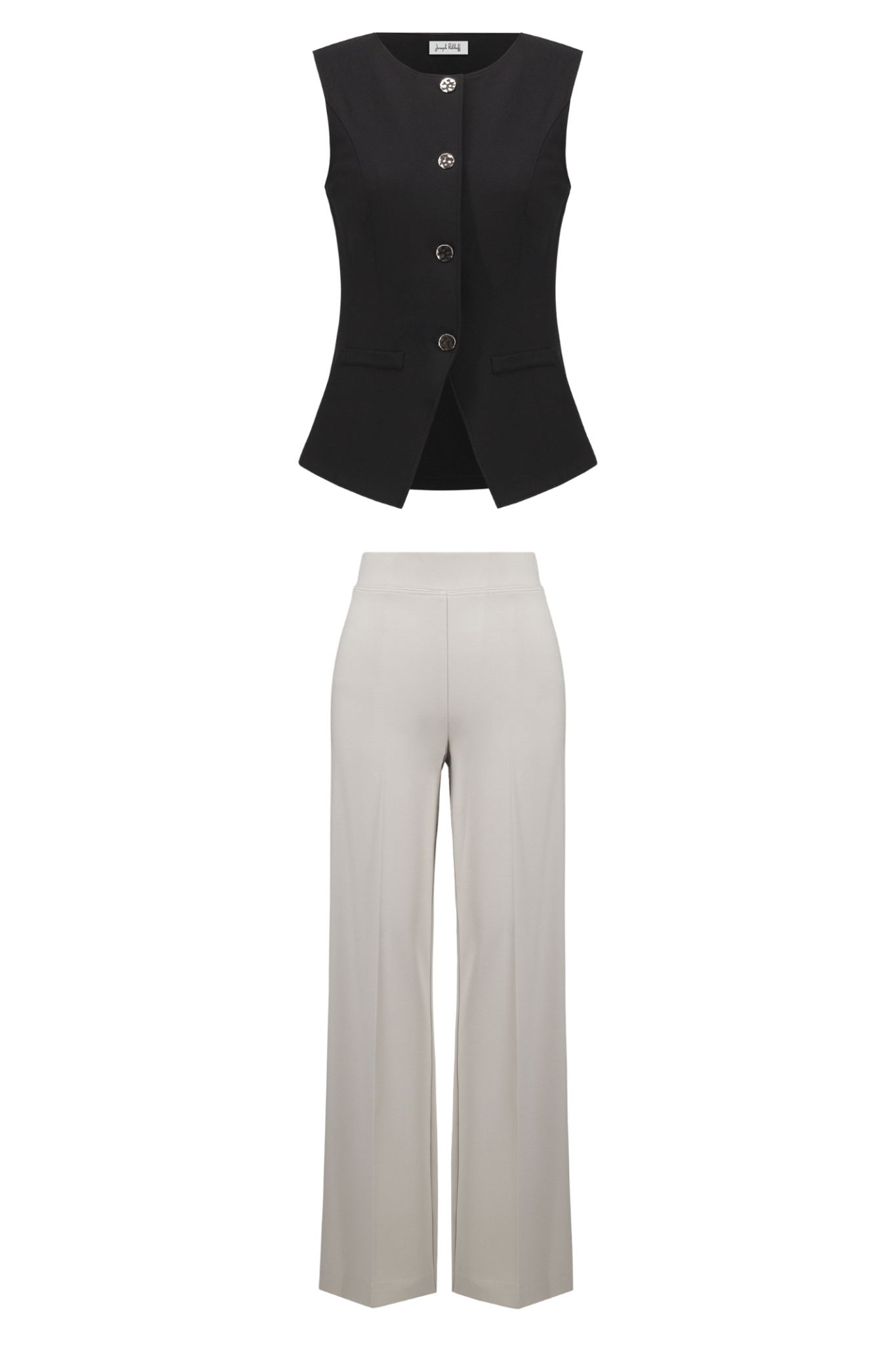 Joseph Ribkoff moonstone heavy knit wide-leg trousers with pull-on waistband and tailored look