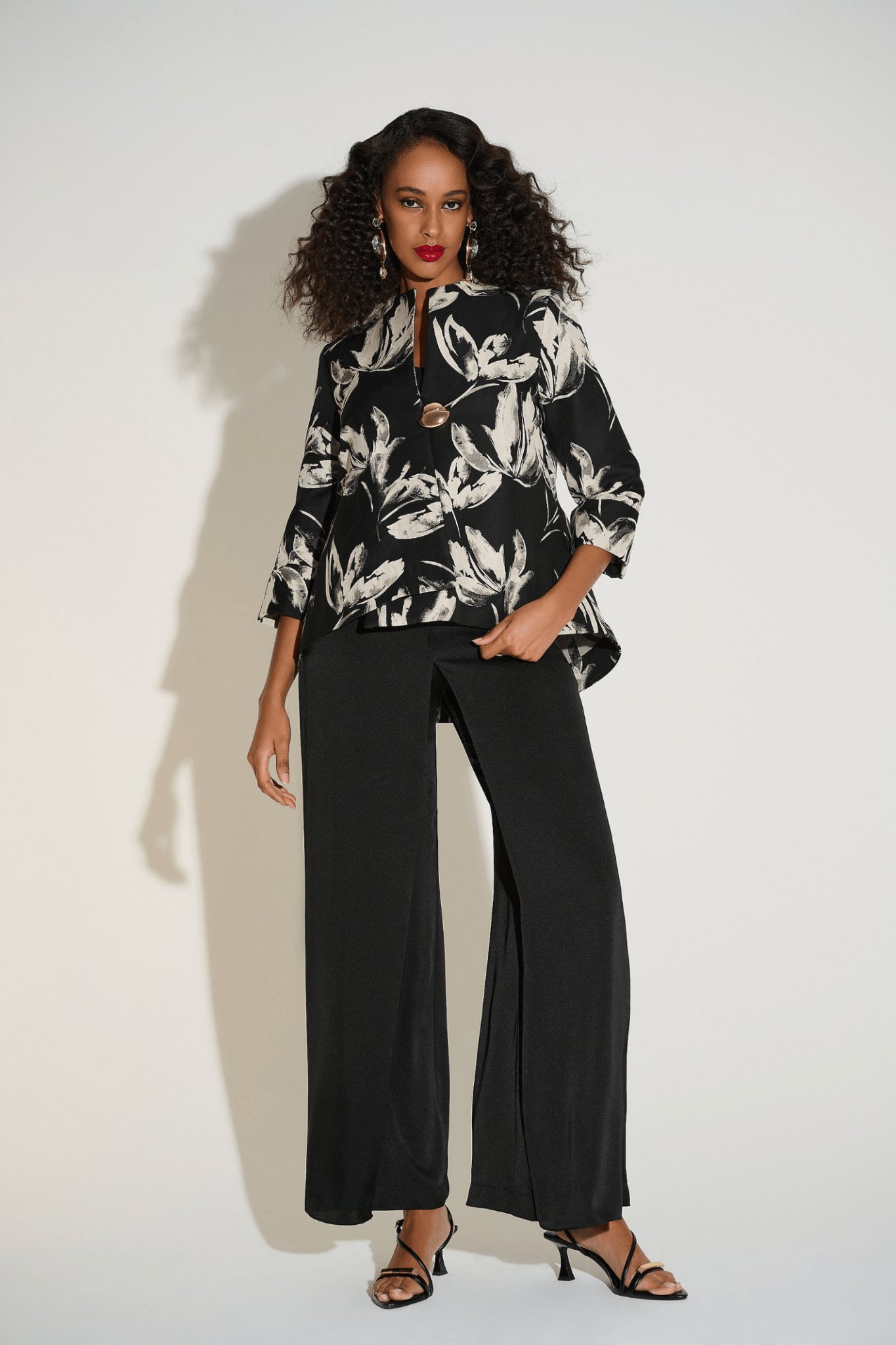 Joseph Ribkoff floral jacquard swing jacket with funnel collar – Dotique