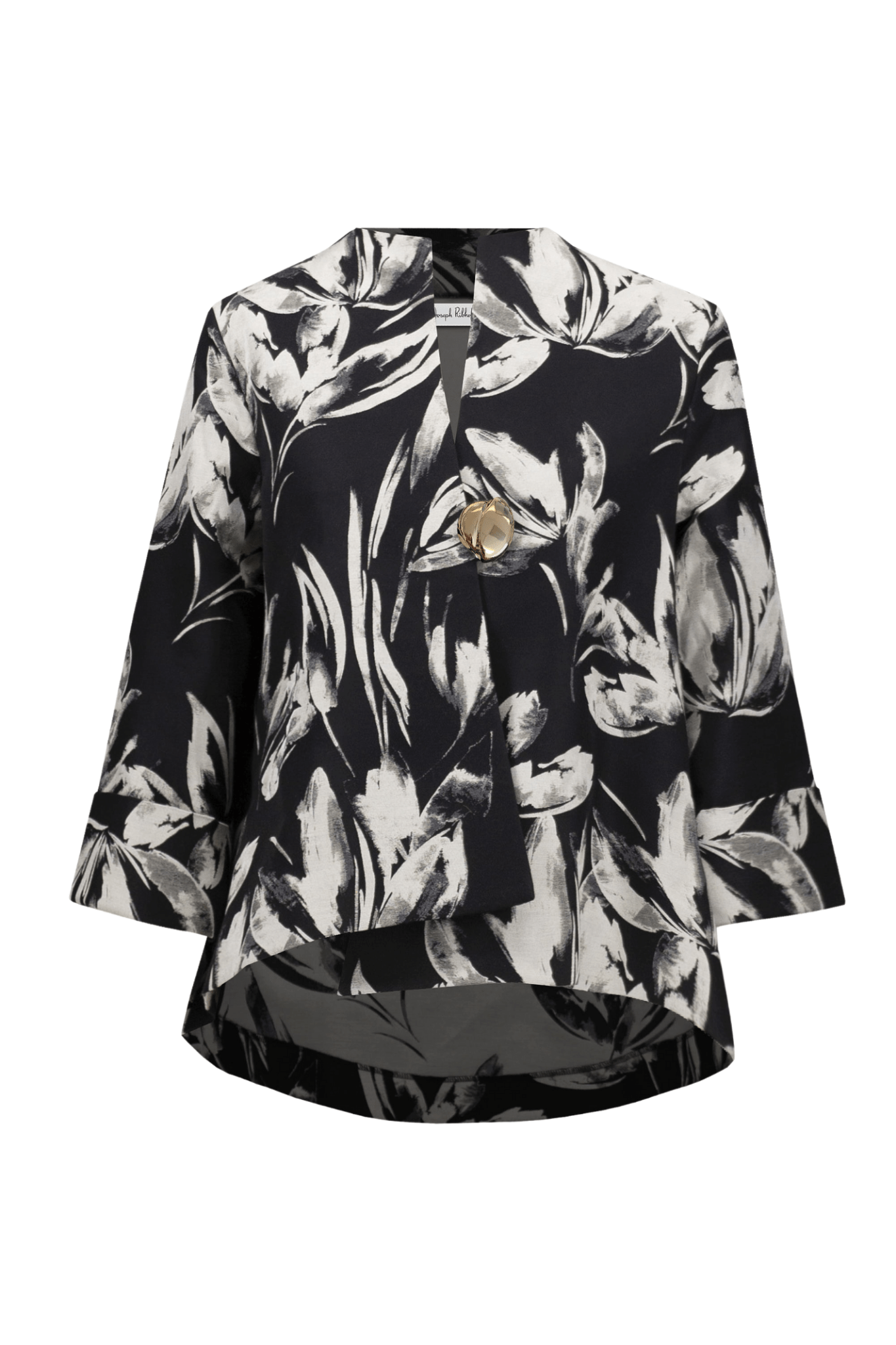Joseph Ribkoff floral jacquard swing jacket with funnel collar – Dotique