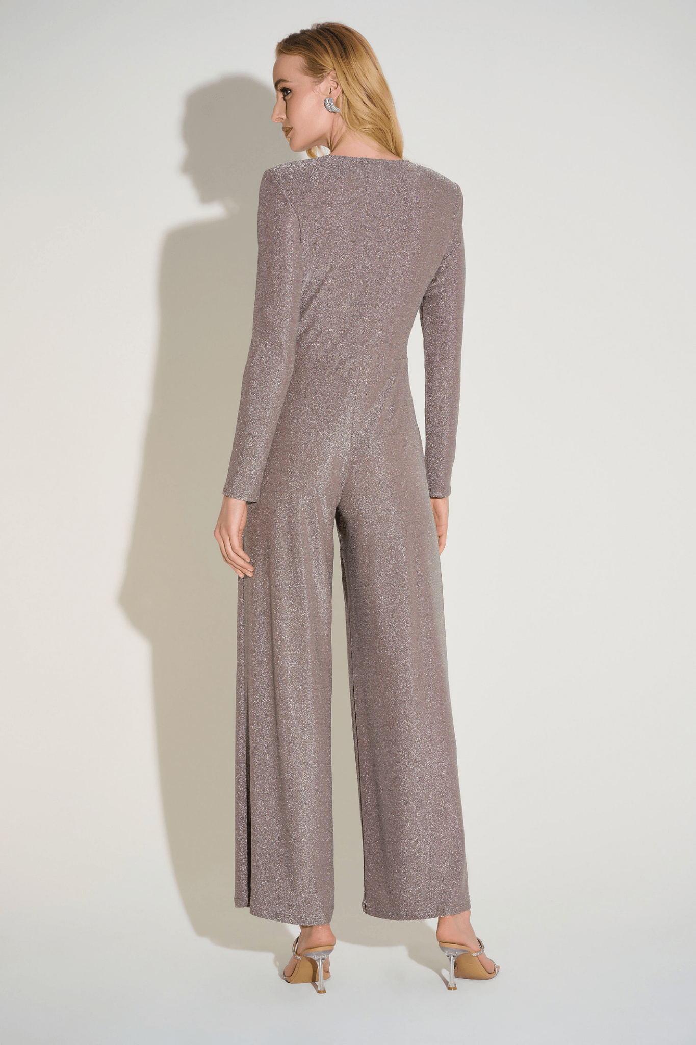 Joseph Ribkoff taupe wide-leg jumpsuit with twist waist – Dotique