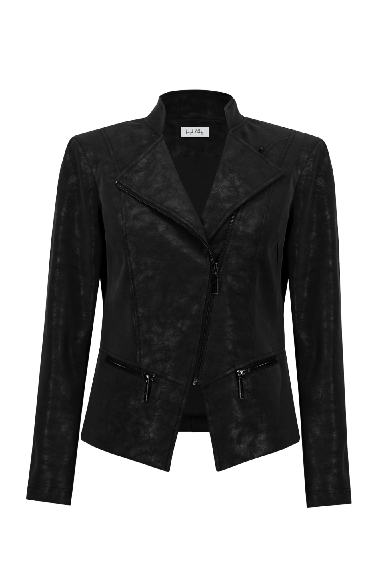  Joseph Ribkoff black faux suede moto jacket with gunmetal zip – Dotique