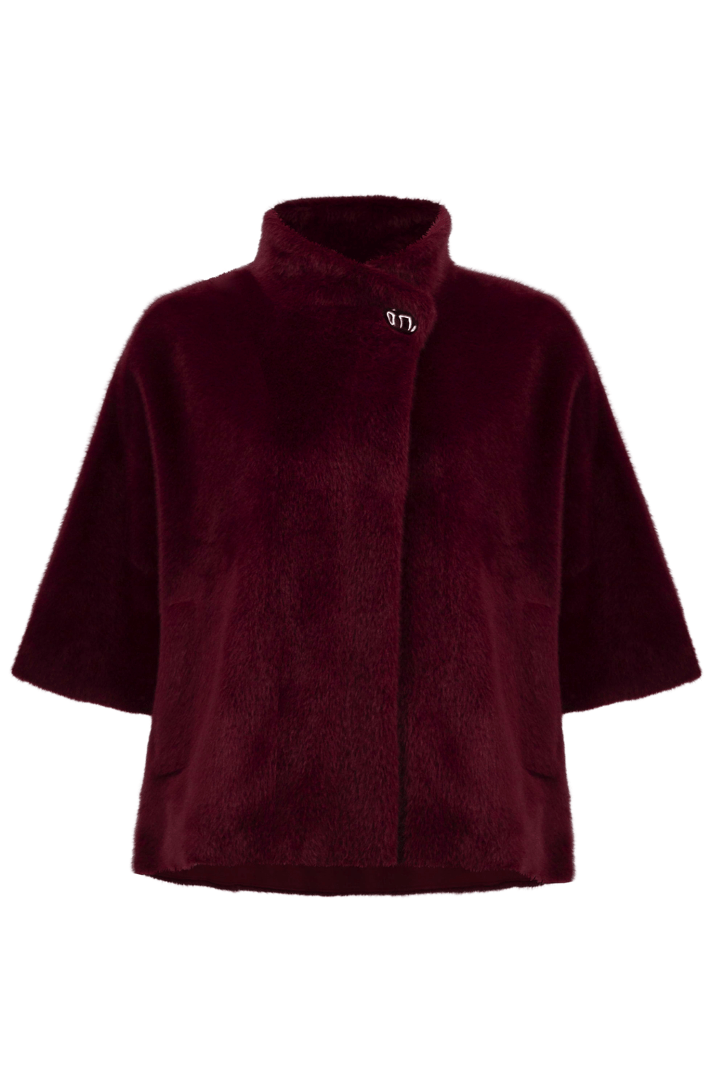 Joseph Ribkoff merlot faux fur suede jacket with mock collar – Dotique
