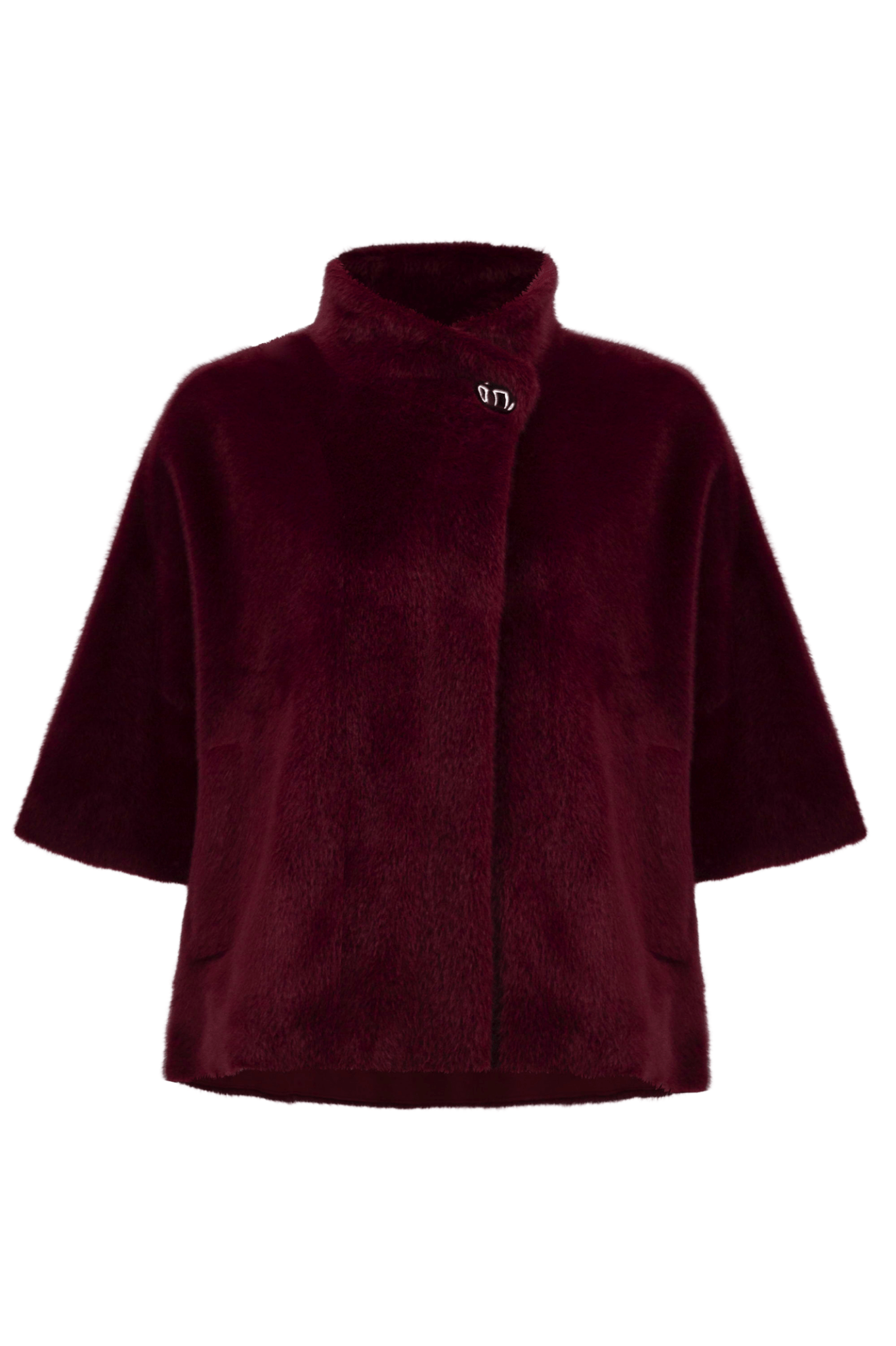 Joseph Ribkoff merlot faux fur suede jacket with mock collar – Dotique