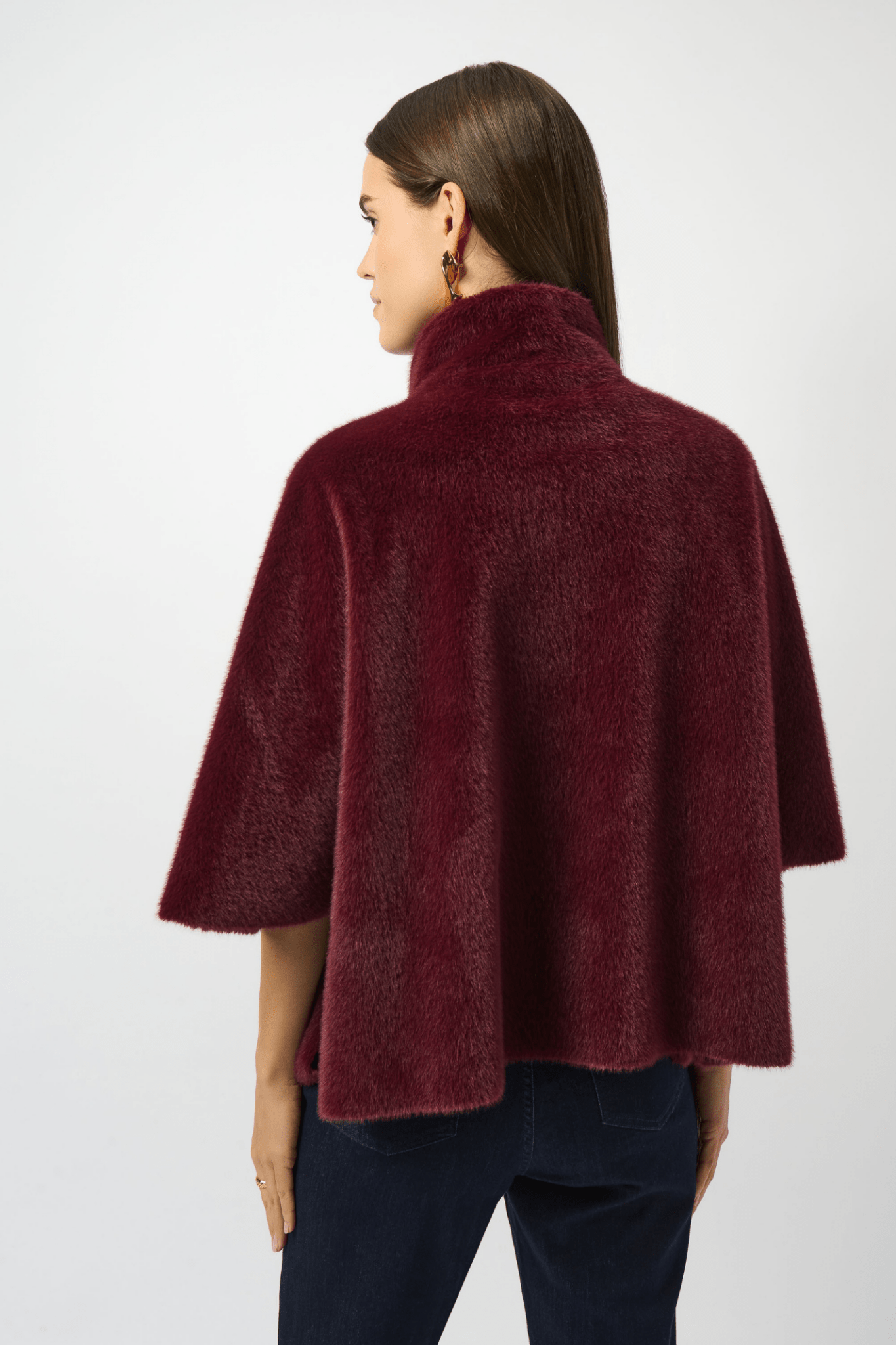 Joseph Ribkoff merlot faux fur suede jacket with mock collar – Dotique