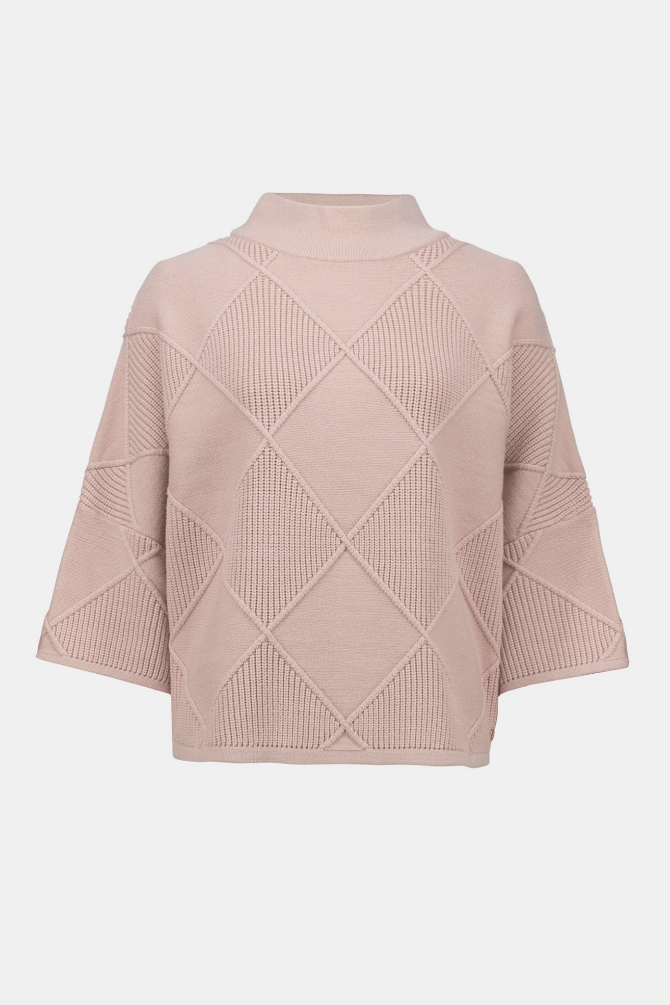 Joseph Ribkoff rose diamond-textured sweater with bell sleeves and mock neck – Dotique