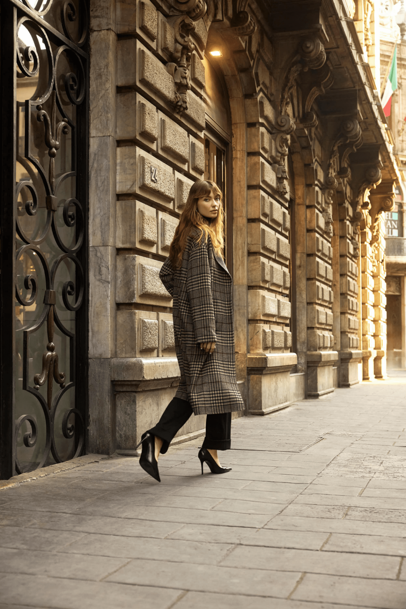 Joseph Ribkoff Camel Wool Plaid Coat with Snap Closure – Dotique