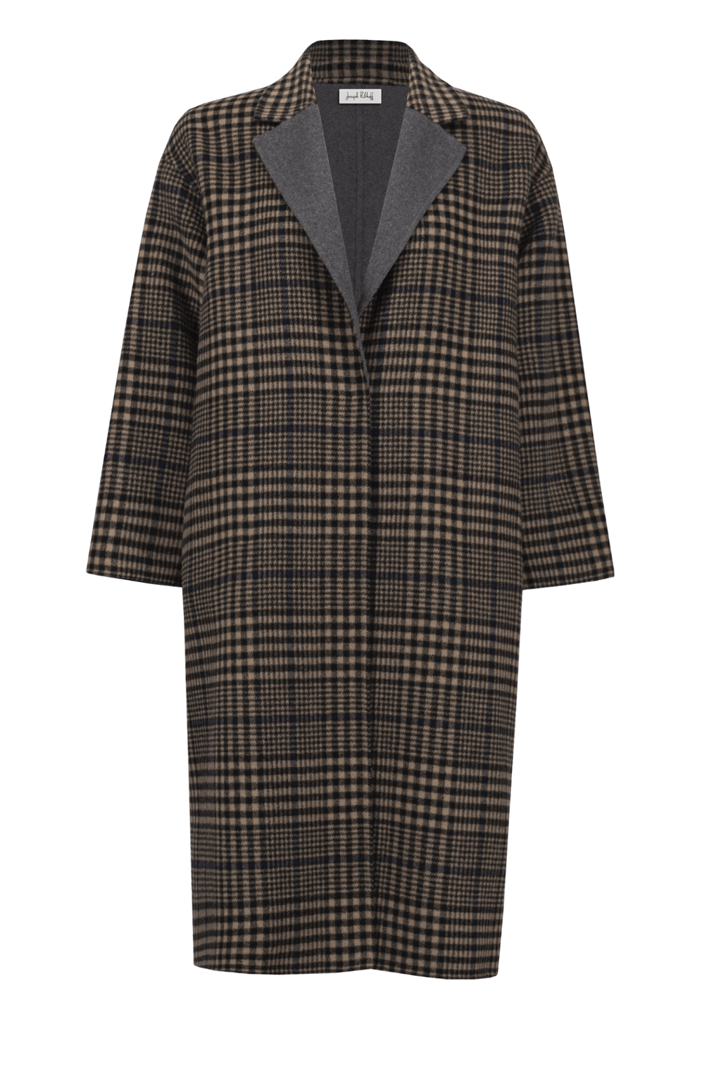 Joseph Ribkoff Camel Wool Plaid Coat with Snap Closure – Dotique