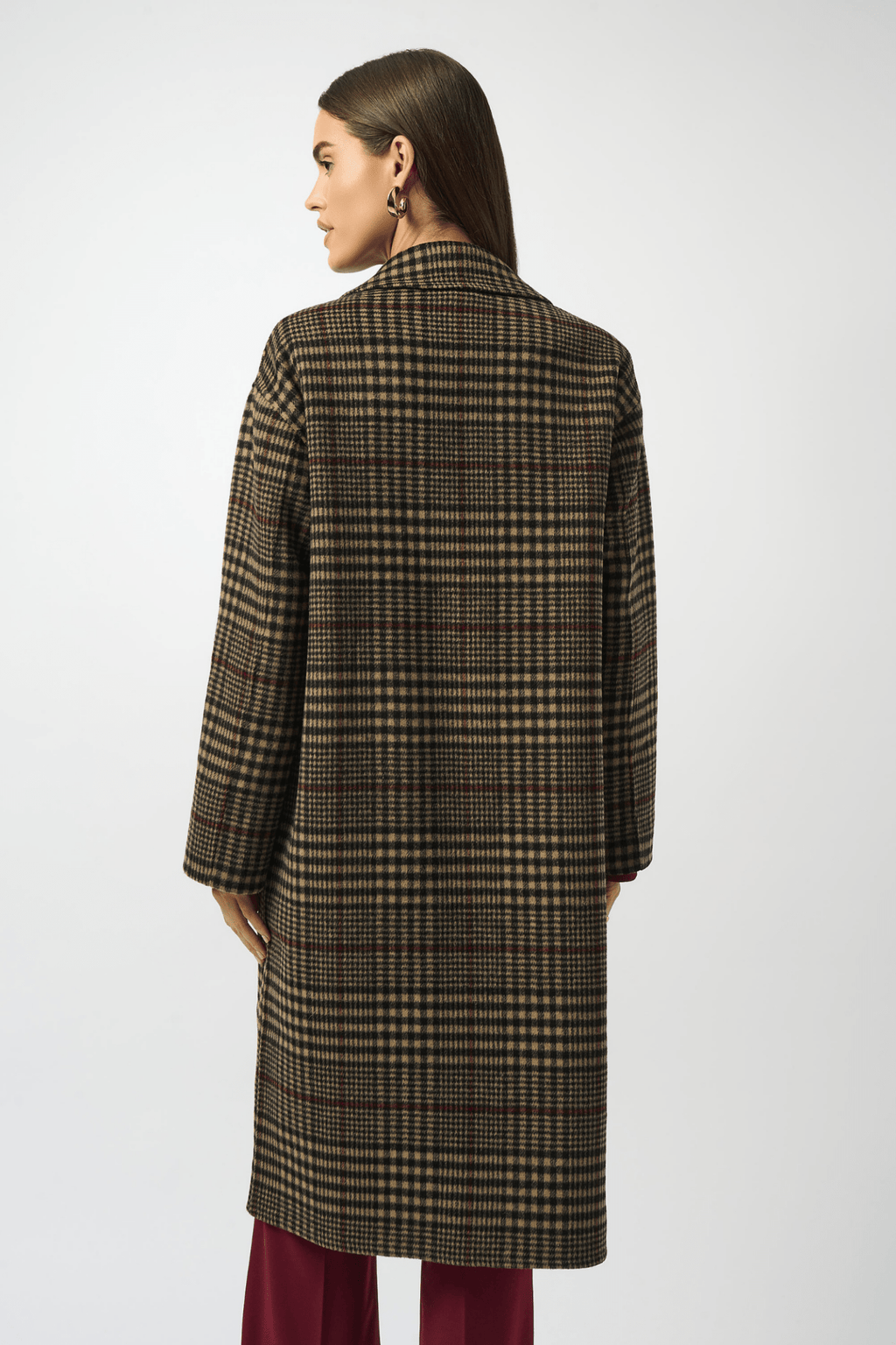 Joseph Ribkoff Camel Wool Plaid Coat with Snap Closure – Dotique