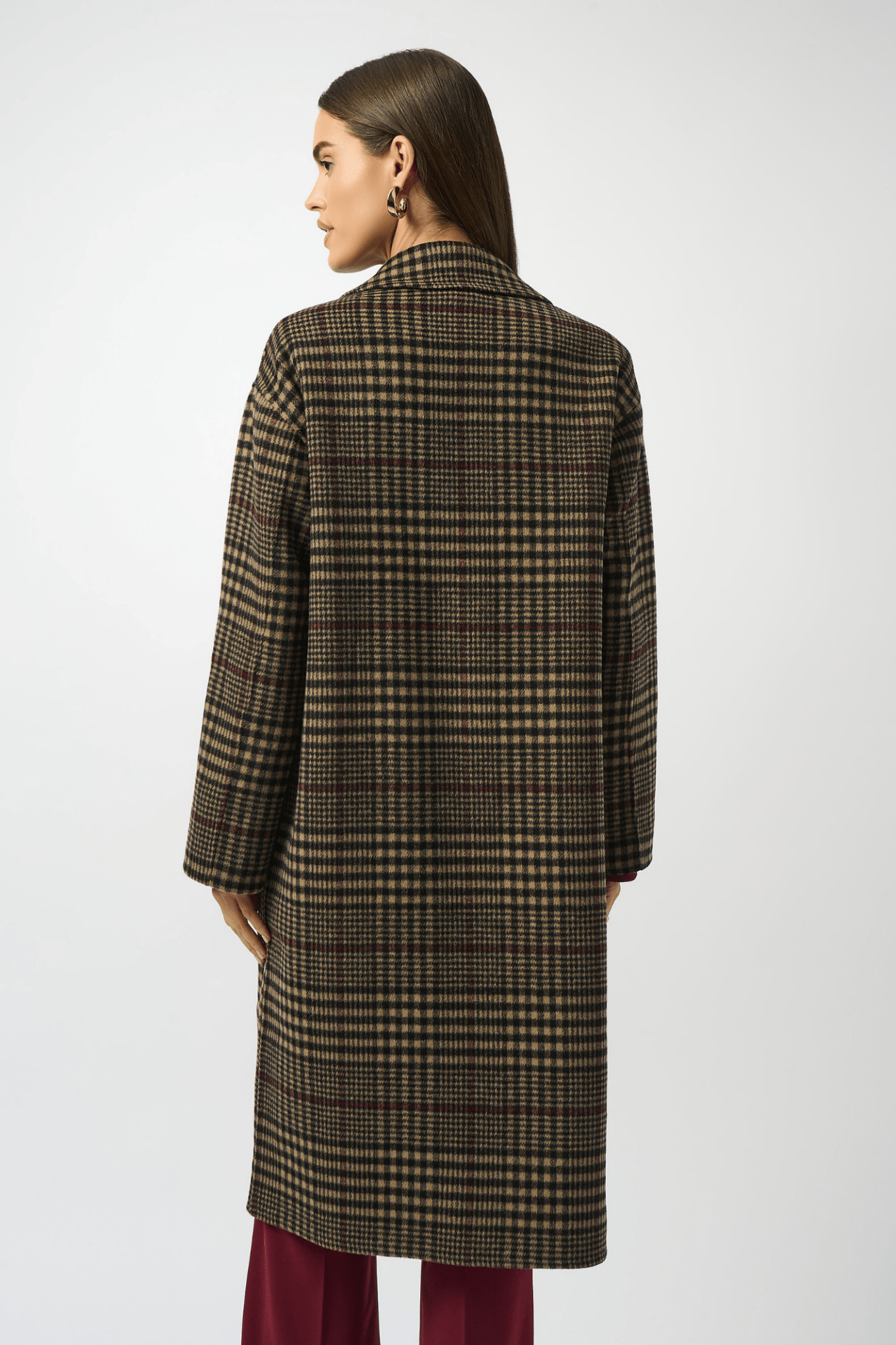 Joseph Ribkoff Camel Wool Plaid Coat with Snap Closure – Dotique
