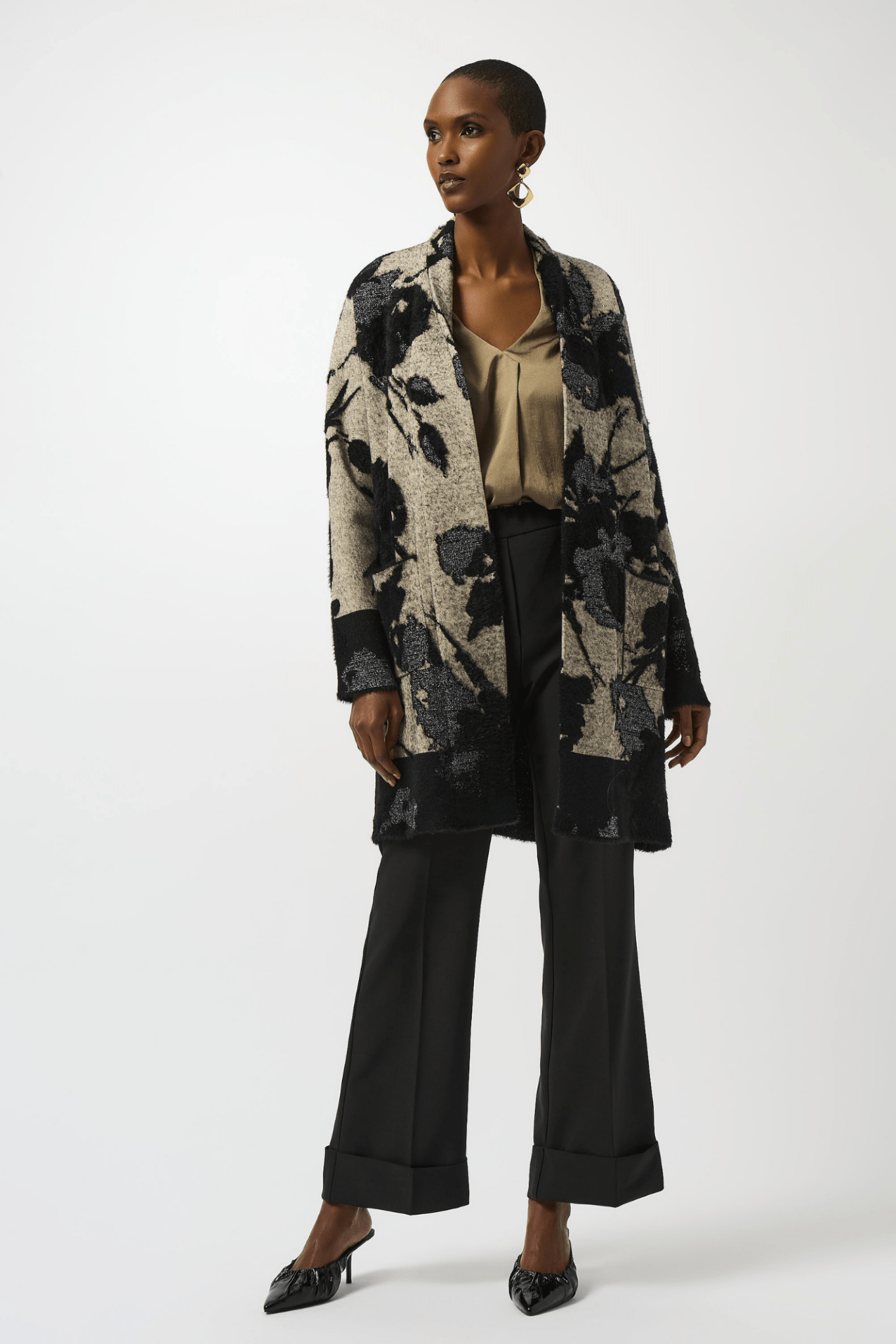 Joseph Ribkoff abstract jacquard long cardigan with boxy silhouette – Dotique